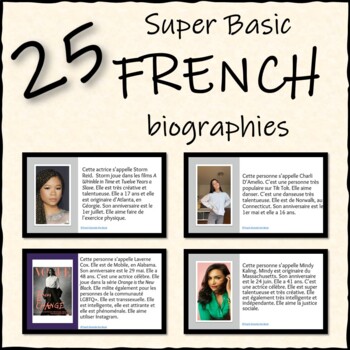 Preview of 25 Super Basic FRENCH biographies