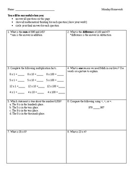 Preview of 25+ Weeks (106 pages) of 5th Grade CCLS-Aligned Spiral Review Work