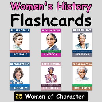 Preview of 25 Women's History Month Flashcards - Posters - Women Bulletin Board Display