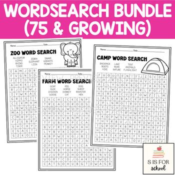 Preview of 75 Word Searches for Kids, Early Finishers 