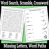 Vocabulary Activities, Word Search, Scramble, Crossword fo