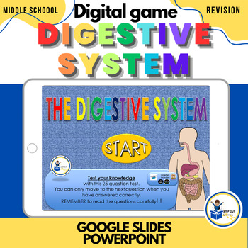 Preview of Digestive system digital game with worksheet. Middle school science