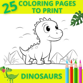 Preview of 25 coloring pages to print for kids - Dinosaurs - #1
