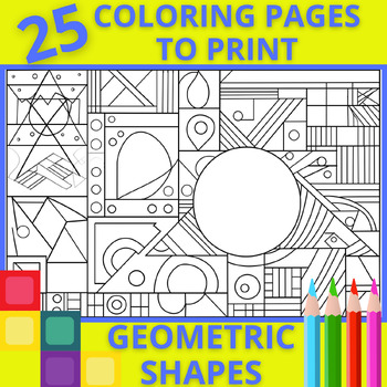 Preview of 25 coloring pages to print for kids - Shapes - Geometric shapes #1