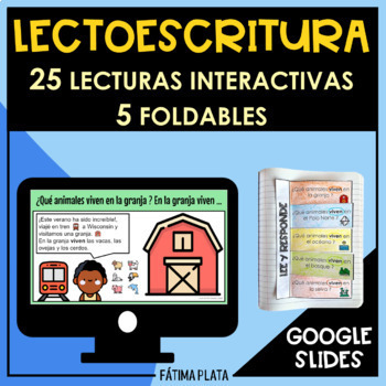 Preview of 25 lecturas Interactivas + 5 plegables/foldables (SPANISH) GOOGLE SLIDE + PDF