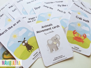 Preview of 25 movement cards with animals