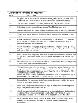 check your own argumentative essay using the following checklist