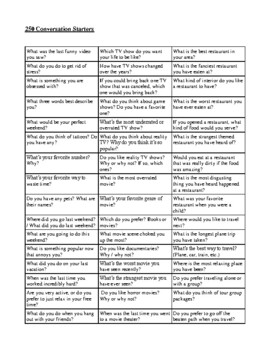 Preview of 250 Conversation Starters for English Teachers