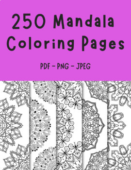 Preview of 250 Mandala Coloring Pages for Mindfulness and Relaxation and stress-free
