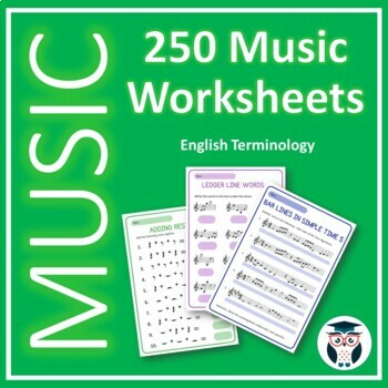 Preview of 250+ Music Worksheets - Print & Go, Digital - English terminology