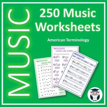 Preview of 250+ Music Worksheets - Print & Go and Digital - American terminology