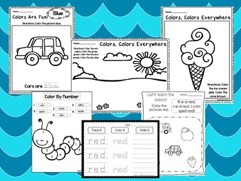Preview of 250 Printable Preschool Learn Our Colors Worksheets. Homeschool and Preschool
