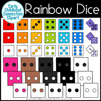 Preview of 252 Rainbow Dice Clipart Set {Early Childhood Connection}