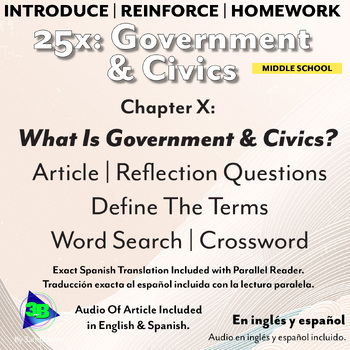 Preview of 25x: Government & Civics: What Is Government & Civics? (EN/SP)