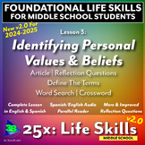 25x Life Skills-MS: Identifying Personal Values and Beliefs