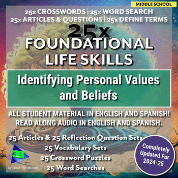 Preview of 25x Life Skills-MS: Identifying Personal Values and Beliefs (EN/SP)