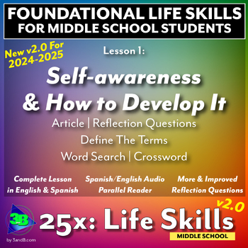 Preview of 25x Life Skills-MS: Introduction to Self-awareness and How to Develop It