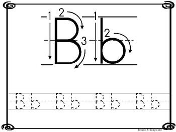 26 8x10 alphabet directional tracing printable worksheets in a pdf file