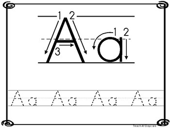 26 8x10 alphabet directional tracing printable worksheets in a pdf file