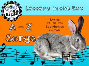 Preview of 26 A - Z Songs and Finger plays aligned with ZooPhonics