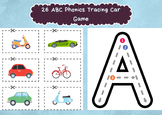 26 ABC Phonics Tracing Car Game, Printable Activity for Ho