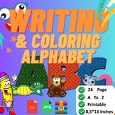 26 Alphabet Coloring Book Pages A to Z .Alphabet Writing P