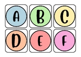 26 Alphabet Letters A-Z Circle Flashcards in Colorful Bold