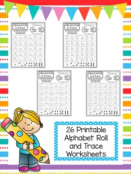 26 alphabet roll and trace printable worksheets preschool kindergarten phonics