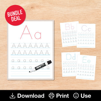 Preview of 26 Alphabet Tracing Worksheets, A-Z Letter Writing, Kindergarten Handwriting
