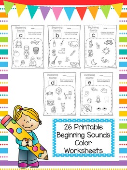 26 beginning sounds color the picture no prep worksheets by teach at