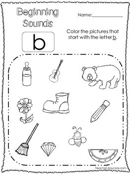 26 beginning sounds color the picture no prep worksheets by teach at