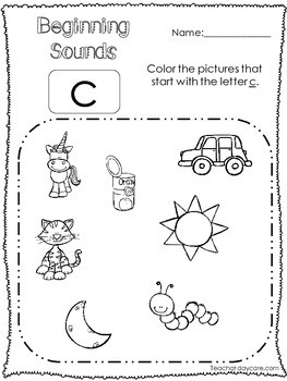 26 beginning sounds color the picture no prep worksheets by teach at