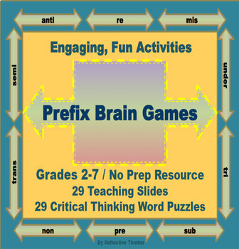 Preview of 26 Common Prefixes: Teaching Slides, Brain Games, Word Puzzles, and Activities