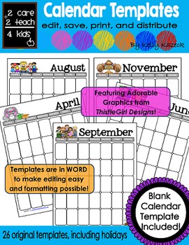 Preview of 26 Editable Monthly Calendar Templates