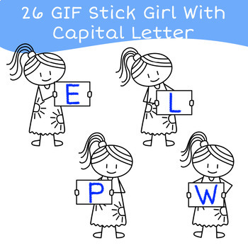 Preview of 26 GIF Stick Girl With Capital Letter