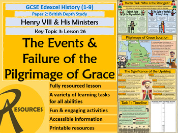 Preview of 26. Henry VIII - Events & Failure of the Pilgrimage of Grace (Fully Resourced)