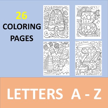 Preview of 26 Letter Coloring Pages  A-Z