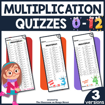 Preview of 26 Multiplication Quizzes For 3rd/4th Grade ♥ Build Fact Fluency!