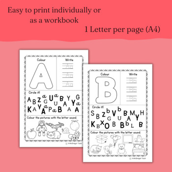 26 Printable Alphabet Letter Sounds Worksheets |Preschool Phonics ...