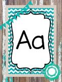 26 Printable Rustic and Teal Alphabet Classroom Decor Posters.