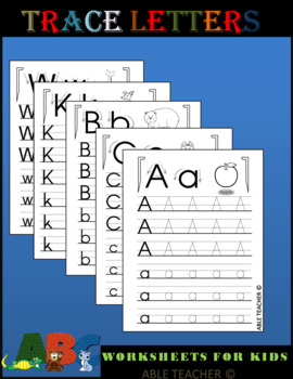 Preview of 26 Printable Trace the Alphabet Worksheets. Preschool-KDG Phonics.