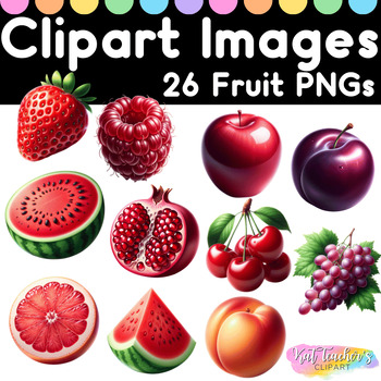 Preview of 26 Realistic Fruit Clipart Images PNGs Commercial Personal Use