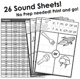 26 Sound Cut Up Sheets - No Prep activity. Digraphs, Graph