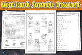 Word Search, Crossword, Puzzles, Worksheets for children, 