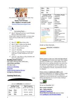 Preview of 2.6.2 Red, White and Blue, Reading Street 2nd Grade Newsletter Unit 6 Week 2