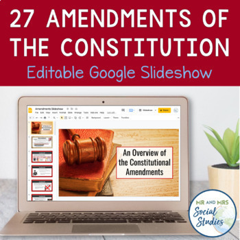 Preview of 27 Amendments Google Slideshow and Note Sheet | US Constitution