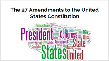 Preview of 27 Amendments to Constitution, Bill of Rights (Presentation + Project 5+ days!)
