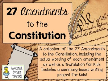 27 Amendments To The United States Constitution Writing Project