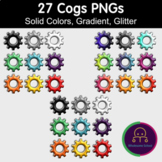 27 Cog Buttons Clip Art | Solid Colors, Gradients, Glitter