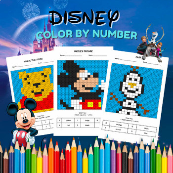 Preview of 27 Disney Color by Number | Disney Coloring Pages | Early Finisher Activity Pack